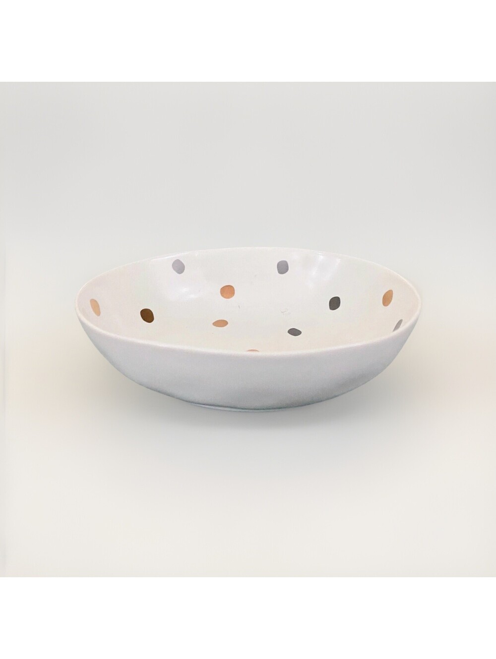 NEW Nicole Miller White Gold Silver Polka Dot Small Oval Bowl Soap Dish 5x4.5